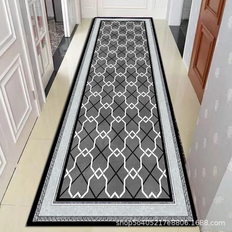 Gangloper Geometrisch Patroon 100% Polyester Wasbaar Antislip Hal Runner Vloerkleed Maatwerk Mogelijk | Sulvida