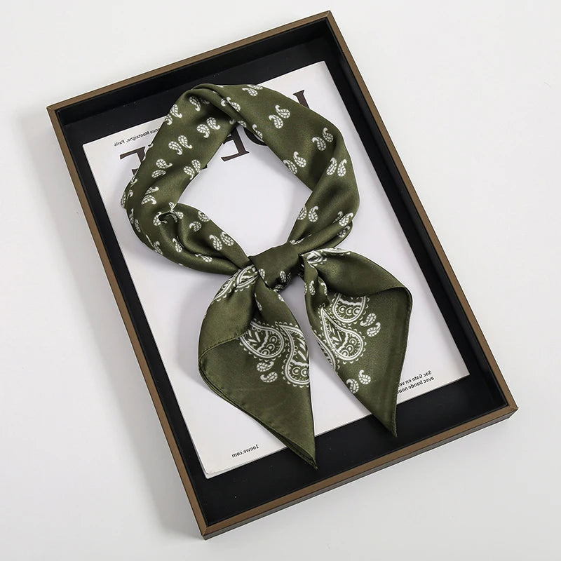 Vierkante Zijden Sjaal Dames Halsdoek Haarband Satijn Hoofdband Multifunctioneel Accessoire 70x70cm Elegante Sjaal | Sulvida
