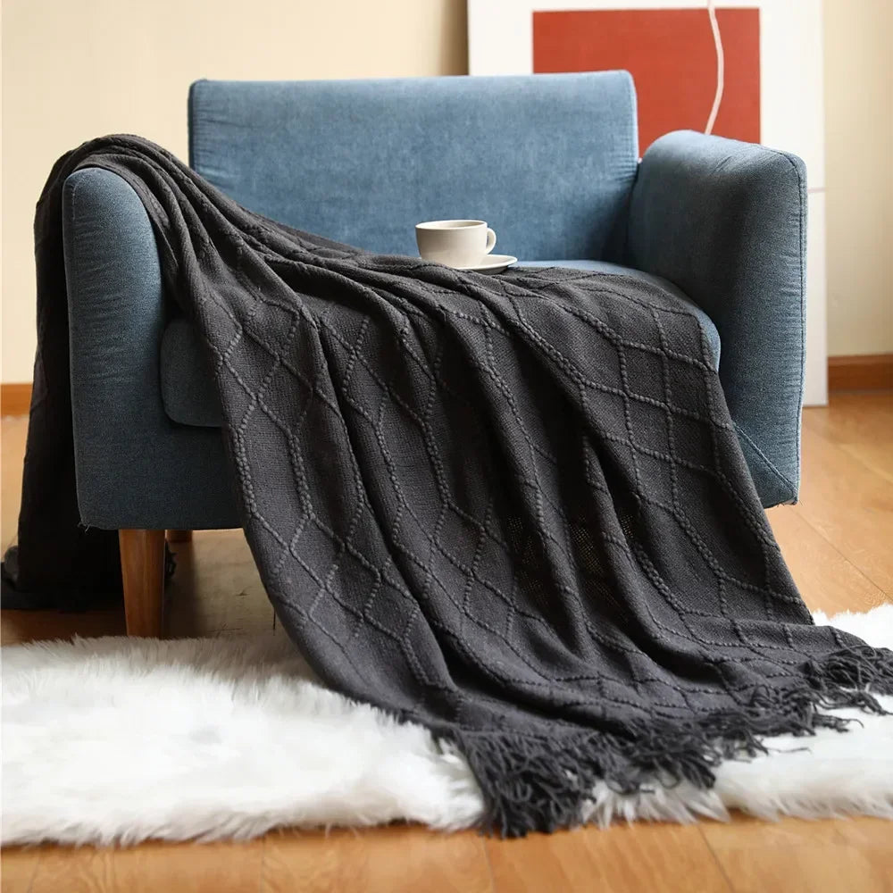 Gebreide Plaid Scandinavisch Design 150x240 cm Acryl Woonplaid Warmte Comfort Decoratief Interieur Woonkamer | Sulvida
