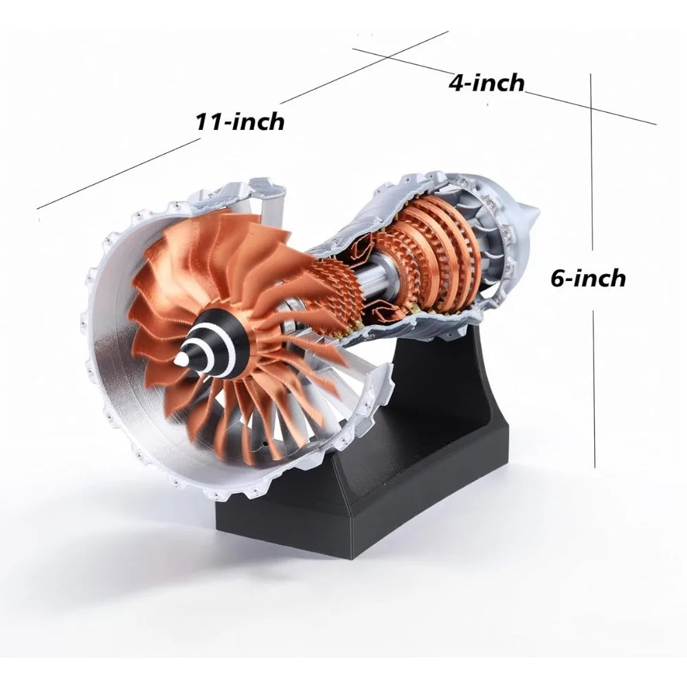 Vliegtuigmotor Miniatuur Display met Turbofan Details Zwarte Basis Industrieel Decoratief Object Luchtvaart | Sulvida