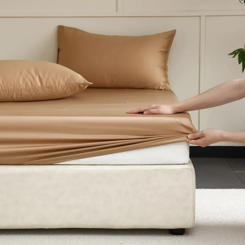 Ensemble de draps-housses en soie 100 % de mûrier - Régulation de la température, hypoallergénique, légèrement brillant, respirant, luxueux | Sulvida