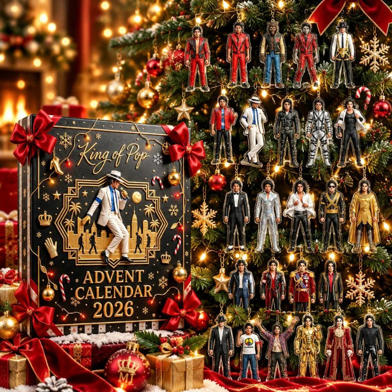 Kerstkalender met 2D Michael Jackson-hanger, 24 dagen verrassingscountdown, kerstboomdecoratie, kerstcadeaus