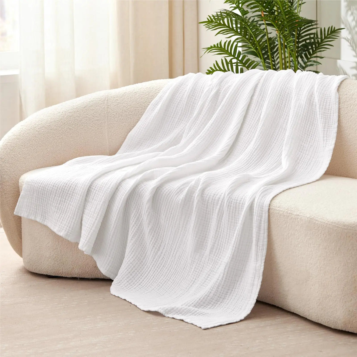 Mousseline Deken Katoen Meerlaags Zacht 198x229 cm Ademend Plaid voor Bed Bank Woonkamer Slaapkamer Decoratief | Sulvida