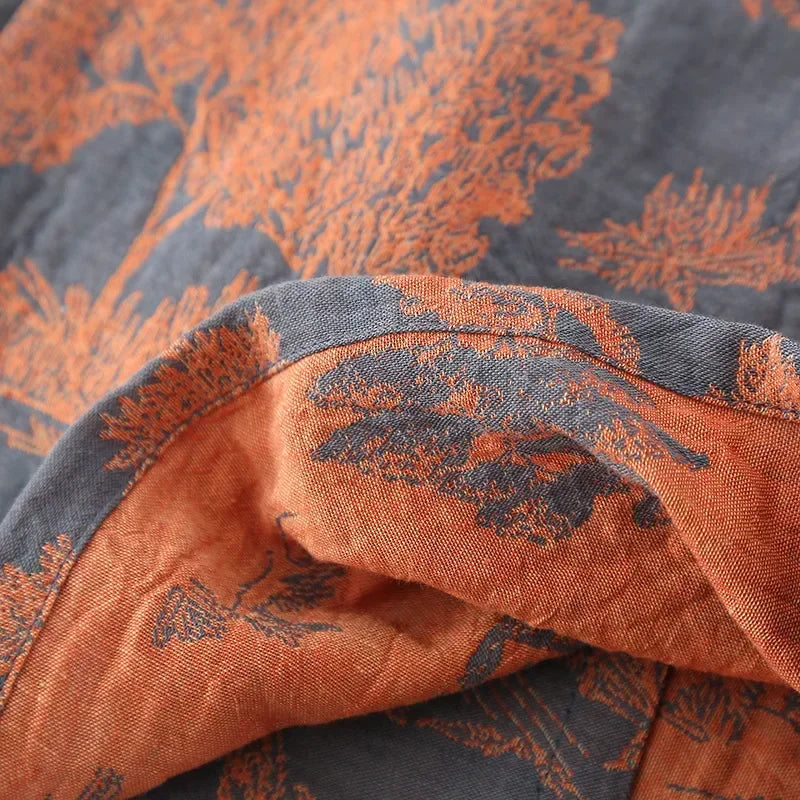 Kimono Ochtendjas Heren Katoen Lange Stijl Bedrukt Blauw Groen Grijs Navy Zomer Herfst Badkamer Lounge | Sulvida