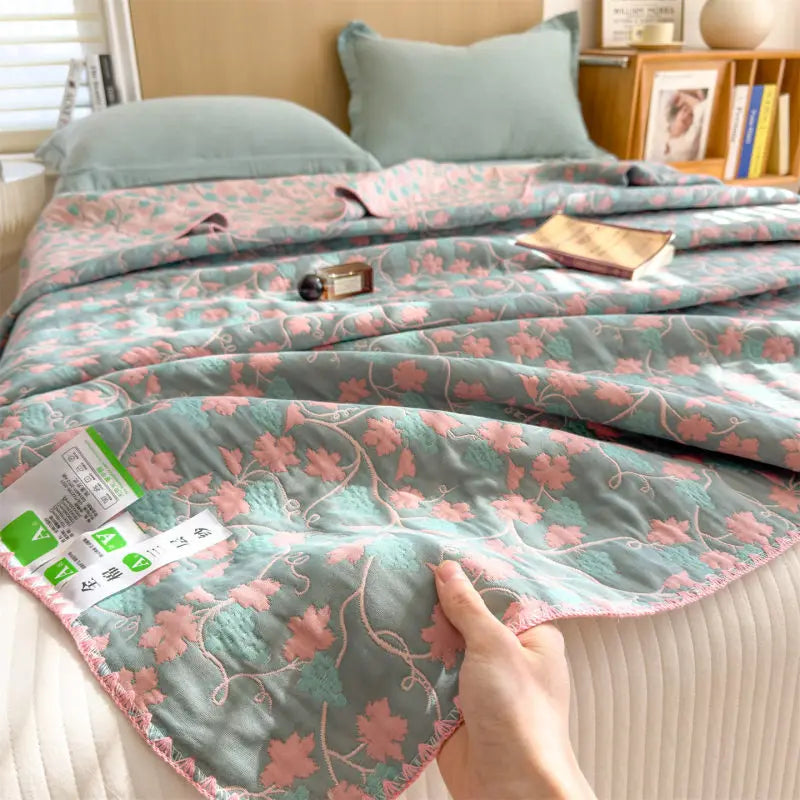 Drielaags Muslin Plaid Katoen Gestreept Lichtgewicht Ademend Zacht Deken Woonkamer Slaapkamer Bed Bank | Sulvida
