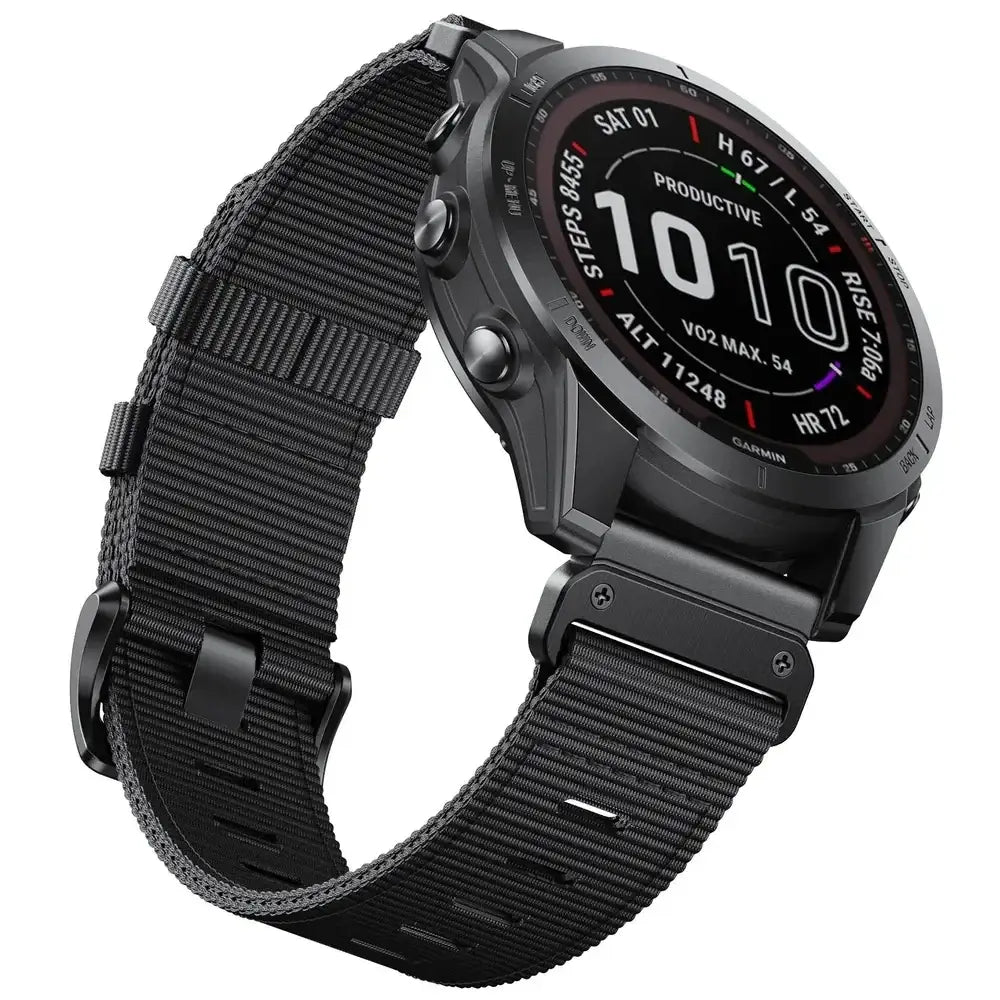Bracelet de montre tactique en nylon - bracelet de remplacement durable QuickFit noir gris bleu kaki camouflage pour smartwatch | Sulvida