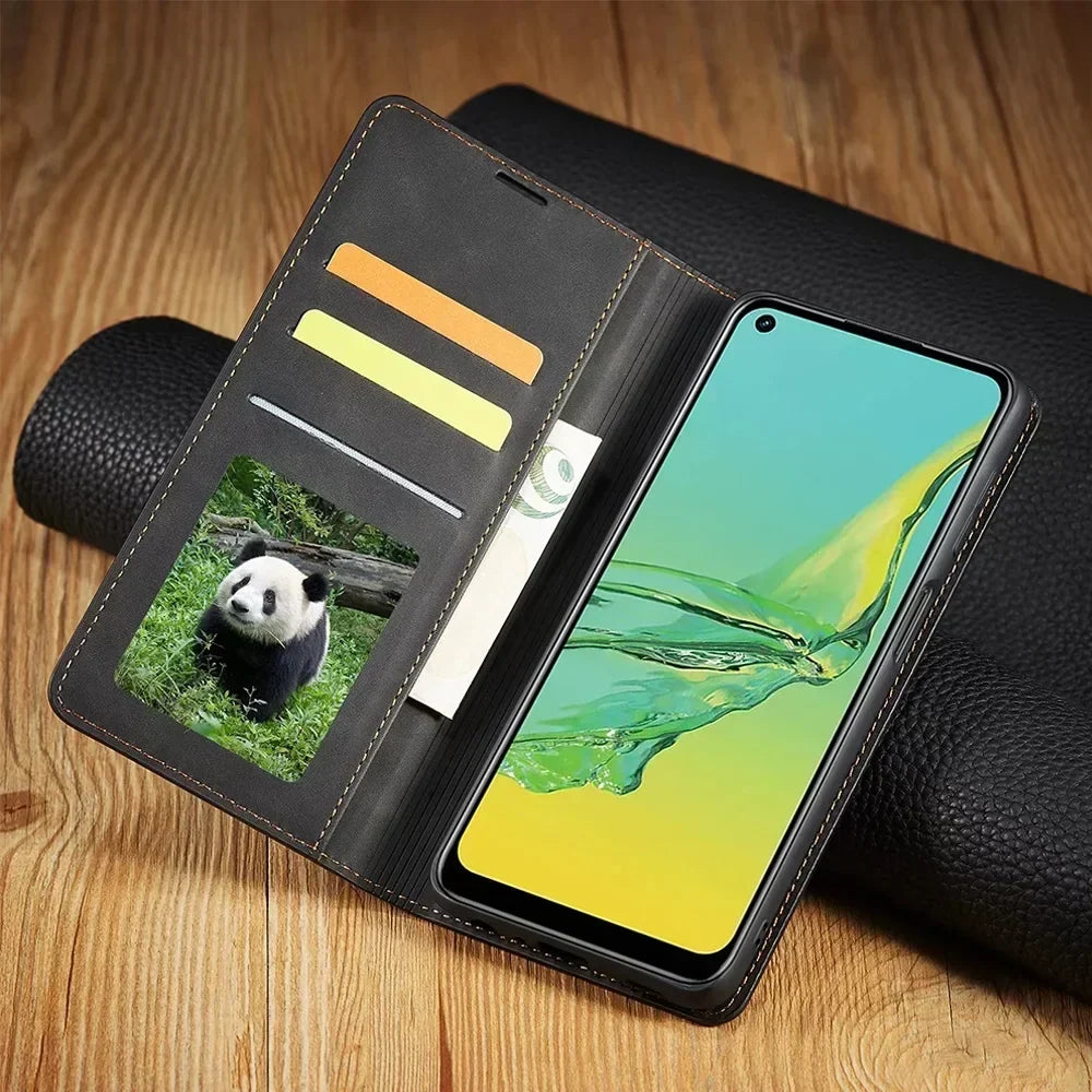 Magnetische Leren Telefoonhoes voor Samsung Galaxy – Compacte Portemonnee met Kaartvakjes | Sulvida
