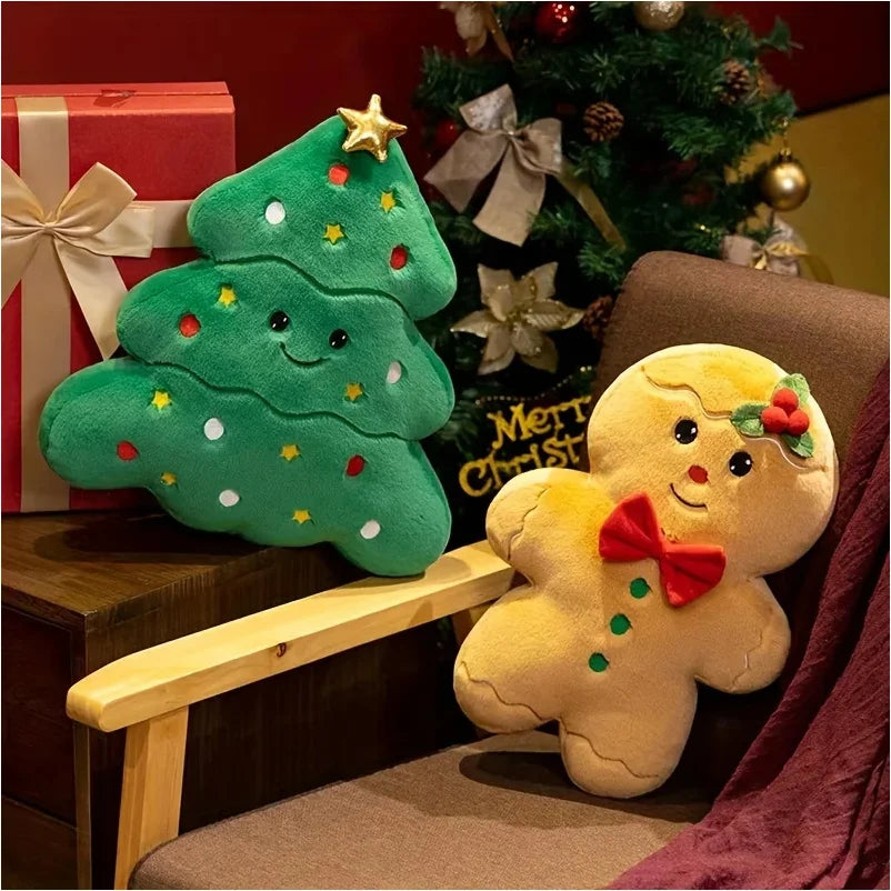Decoratief Pluche Kerstkussen met Kerstman Print | Zachte Sierkussens voor Bank en Stoel | Feestelijk Interieur | Sulvida