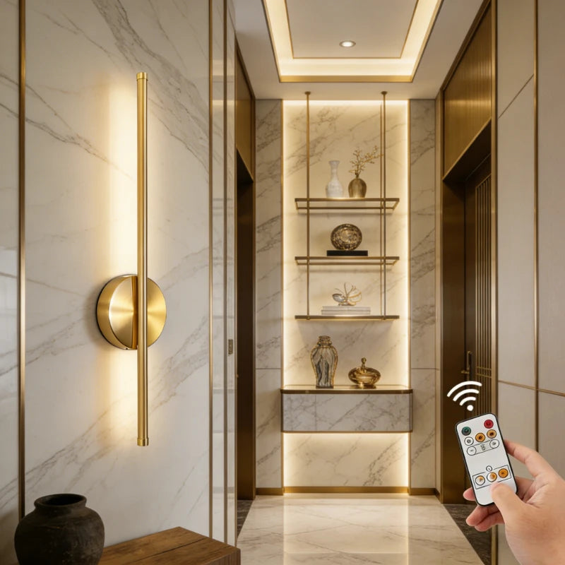 Magnetische Wandlamp Oplaadbaar LED 50cm Zwart Goud Draadloos Bedlampje Modern Wandverlichting Slaapkamer | Sulvida