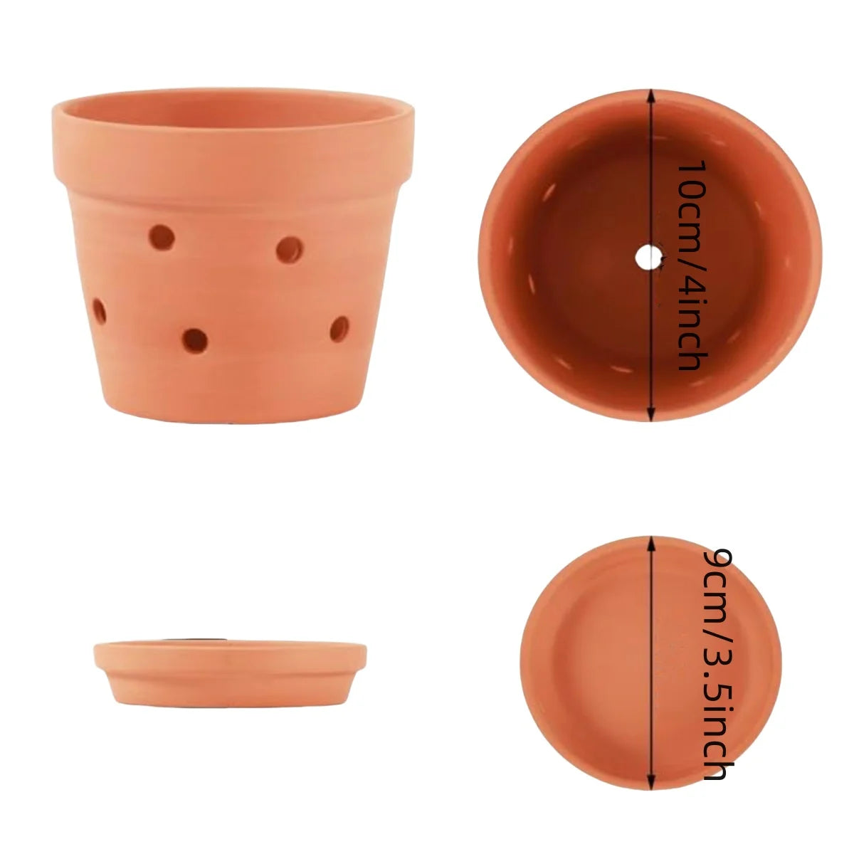 Lot de 6 pots pour orchidées en terre cuite avec trous de drainage et soucoupes, pots en argile pour plantes d’intérieur et d’extérieur | Sulvida