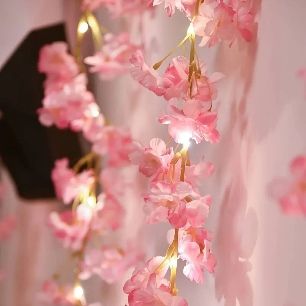 LED Bloemslinger Kersenbloesem 2 Meter 20 Lampjes Roze Batterij Decoratieve Verlichting Feestdecoratie | Sulvida