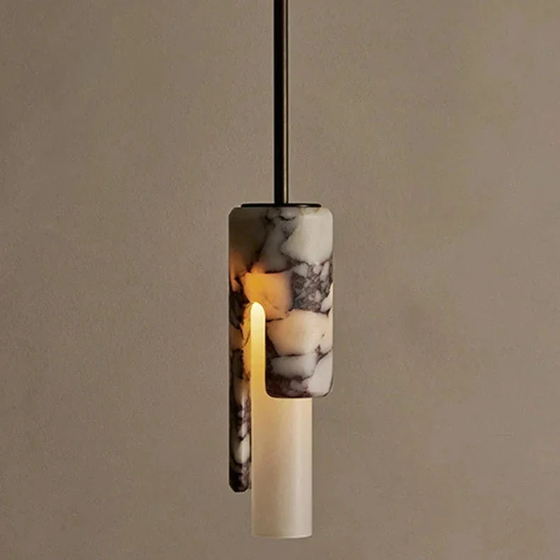 Hanglamp Cilinder Marmer Wit Naturel Glas Bolvormig Eettafel Woonkamer Slaapkamer Design Luxe Sfeerverlichting | Sulvida