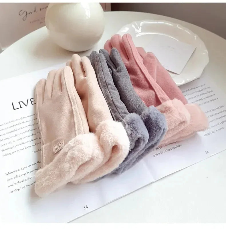 Winter Suède Handschoenen Touchscreen Dames Heren Winterhandschoenen Warm Fleecevoering Kaki Roze Zwart Grijs | Sulvida