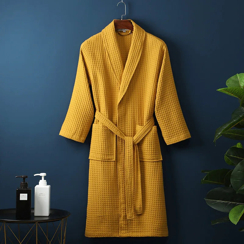 Katoenen badjas dames heren unisex zachte ochtendjas lounge huisjas comfortabele relaxjas wellness spa | Sulvida
