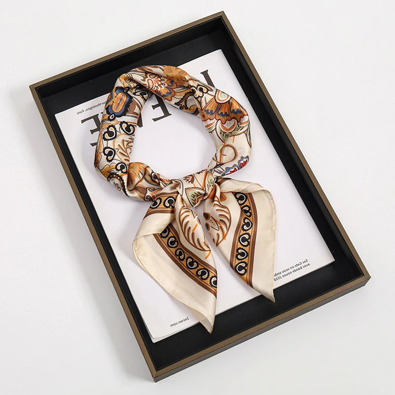 Vierkante Zijden Sjaal Dames Halsdoek Haarband Satijn Hoofdband Multifunctioneel Accessoire 70x70cm Elegante Sjaal | Sulvida