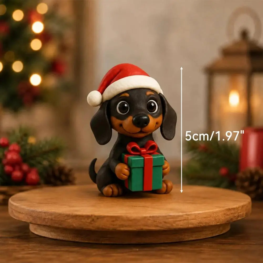 Teckel Adventskalender met 24 Hondenfiguren PVC Kerstdecoratie Countdown Dieren Huisdieren Kerst Decoratie | Sulvida