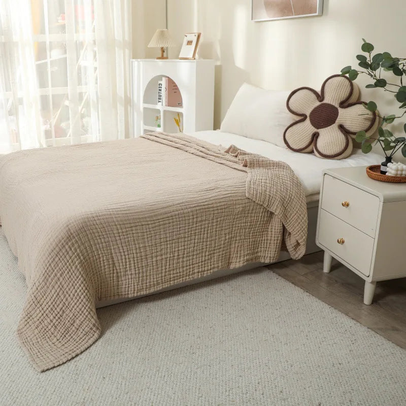 Mousseline Deken Katoen Meerlaags Zacht 198x229 cm Ademend Plaid voor Bed Bank Woonkamer Slaapkamer Decoratief | Sulvida
