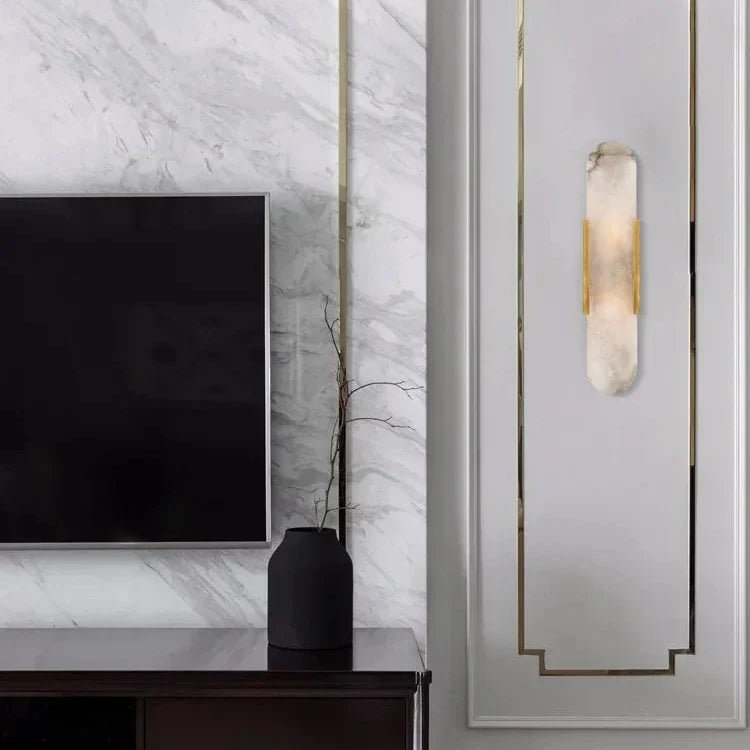 Wandlamp Natuursteen met Metalen Kap Neerwaarts Licht Slaapkamer Woonkamer Hal Warm Sfeerlicht Interieur | Sulvida