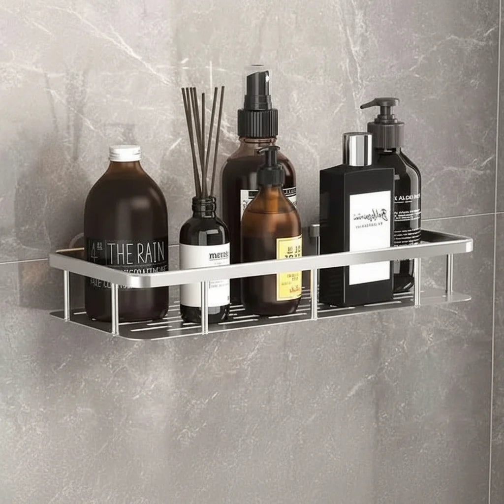 Zelfklevend Badkamerplankje Driehoekig Rechthoekig zonder Boren Wandplank Opbergruimte Douche Bad Hoek | Sulvida
