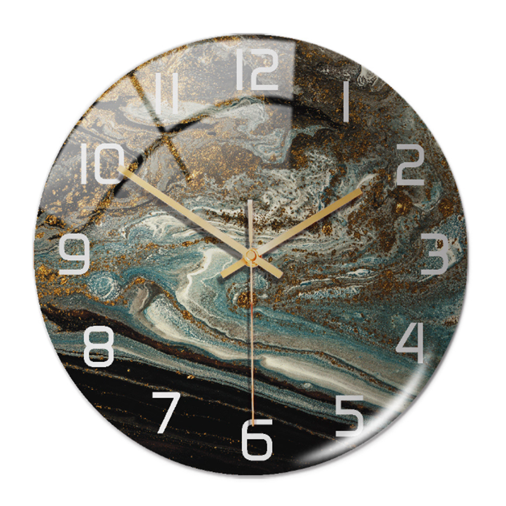 Ronde Wandklok Luxe Gouden Accent Moderne Tijdweergave Stille Uurwerk Klokken Wanddecoratie Interieur Kleur Grijs | Sulvida