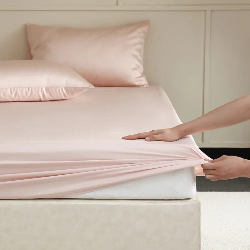 Ensemble de draps-housses en soie 100 % de mûrier - Régulation de la température, hypoallergénique, légèrement brillant, respirant, luxueux | Sulvida