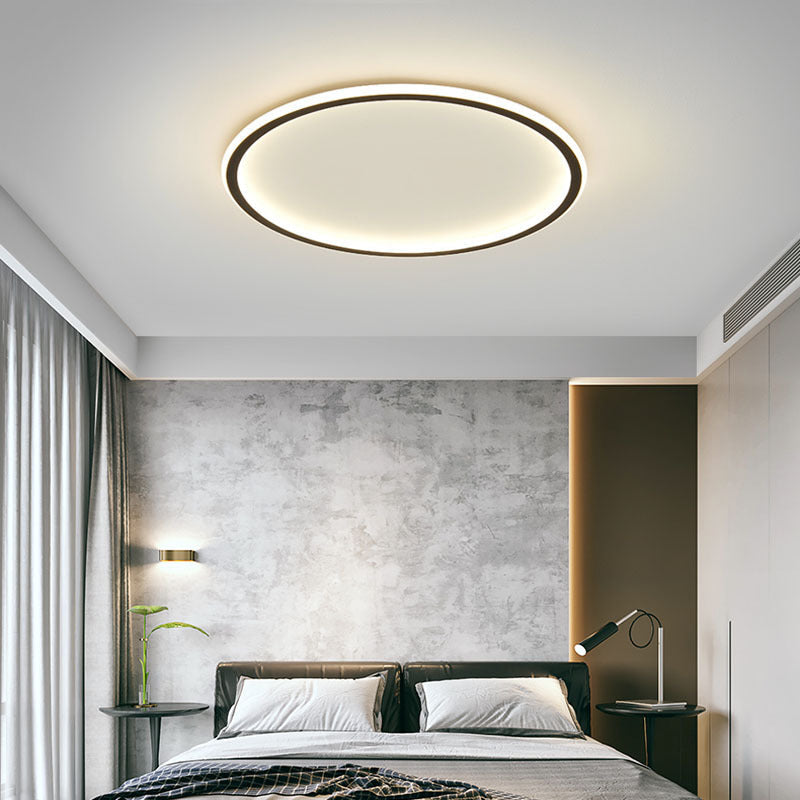 Ronde LED Plafondlamp Scandinavisch Design Zwart Wit Dimbaar Aluminium Woonkamer Eetkamer Verlichting | Sulvida