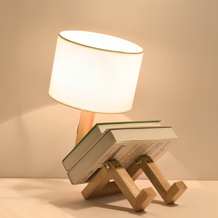 Tafellamp Hout met Plankje Wit Verstelbaar Scandinavisch Design Leeslamp Slaapkamer Bureau Nachtkastje | Sulvida