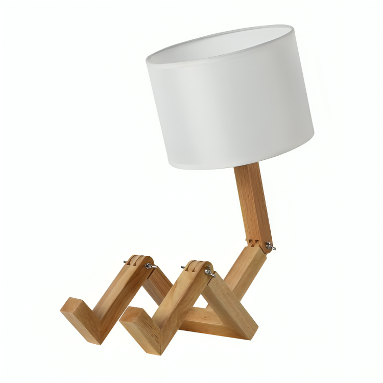 Tafellamp Hout met Plankje Wit Verstelbaar Scandinavisch Design Leeslamp Slaapkamer Bureau Nachtkastje | Sulvida
