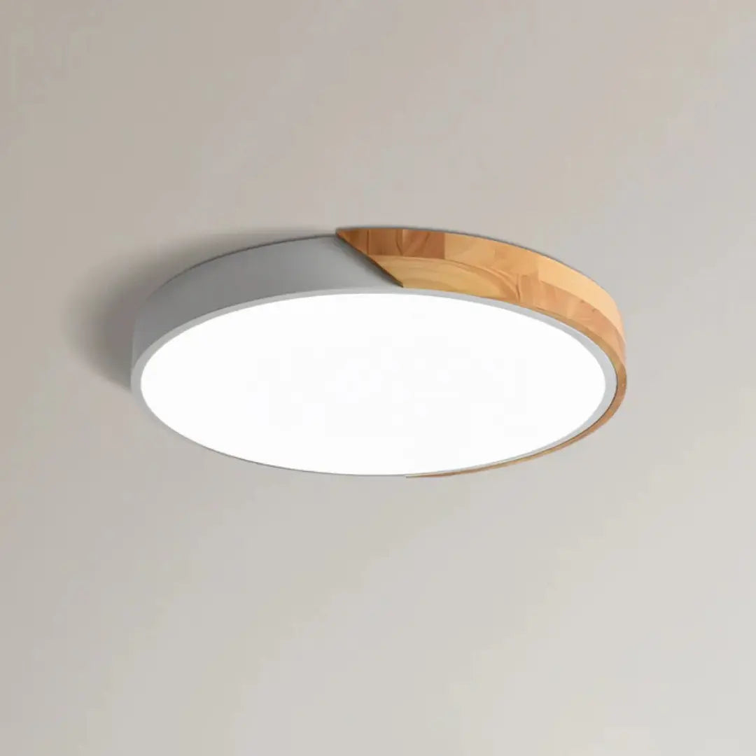 Houten plafondlamp rond met LED-verlichting voor woonkamer slaapkamer hal modern Scandinavisch design | Sulvida