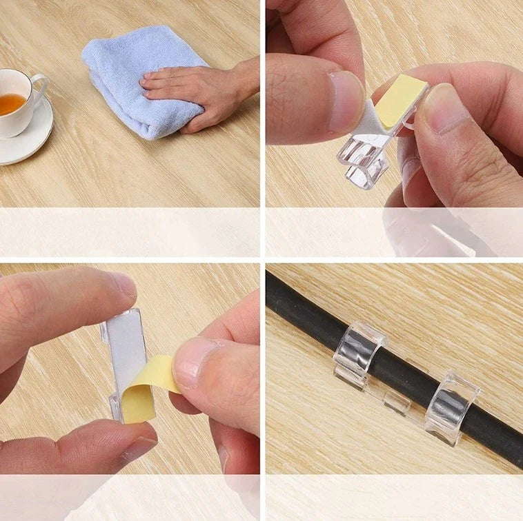 Transparante kabelclips set van 20 zelfklevende kabelhouders voor kabelbeheer wandmontage bureau organisatie | Sulvida