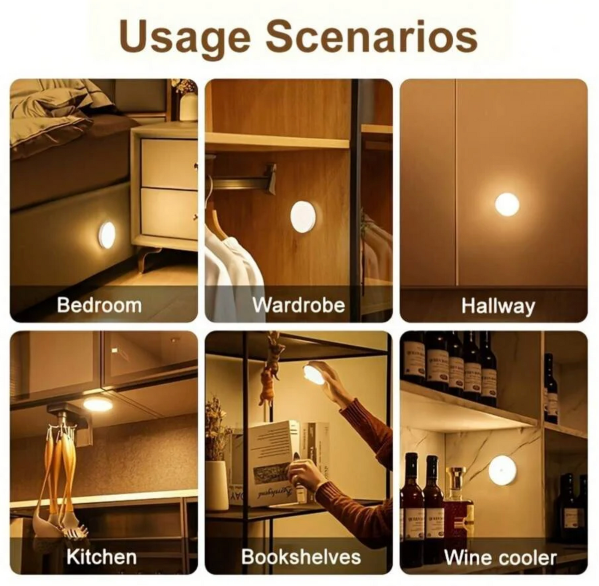 Draaibare LED Wandlamp met Bewegingssensor voor Gang Slaapkamer Keuken Acrylic 8x9cm Magnetisch Nachtlampje | Sulvida