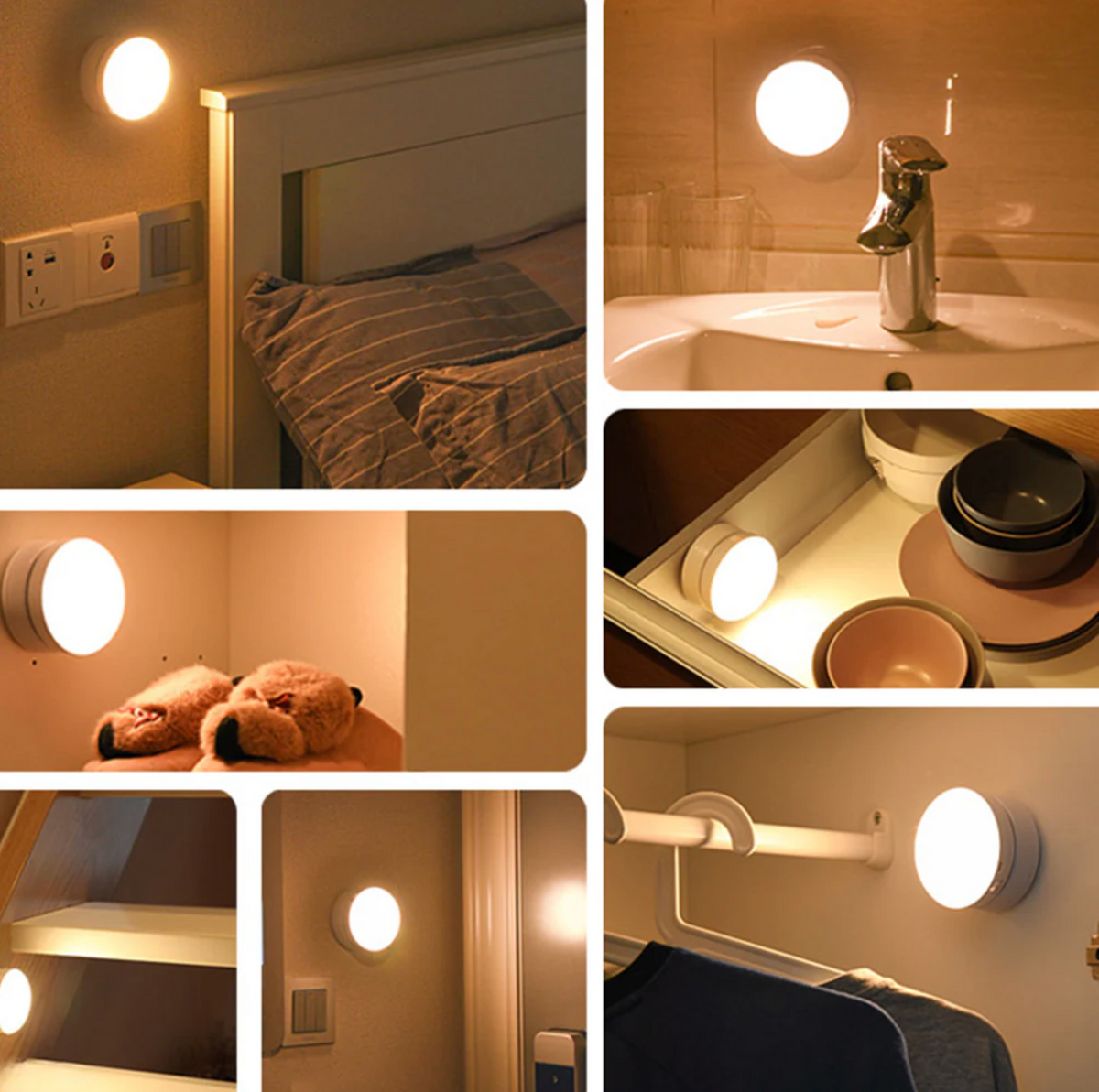 Draaibare LED Wandlamp met Bewegingssensor voor Gang Slaapkamer Keuken Acrylic 8x9cm Magnetisch Nachtlampje | Sulvida