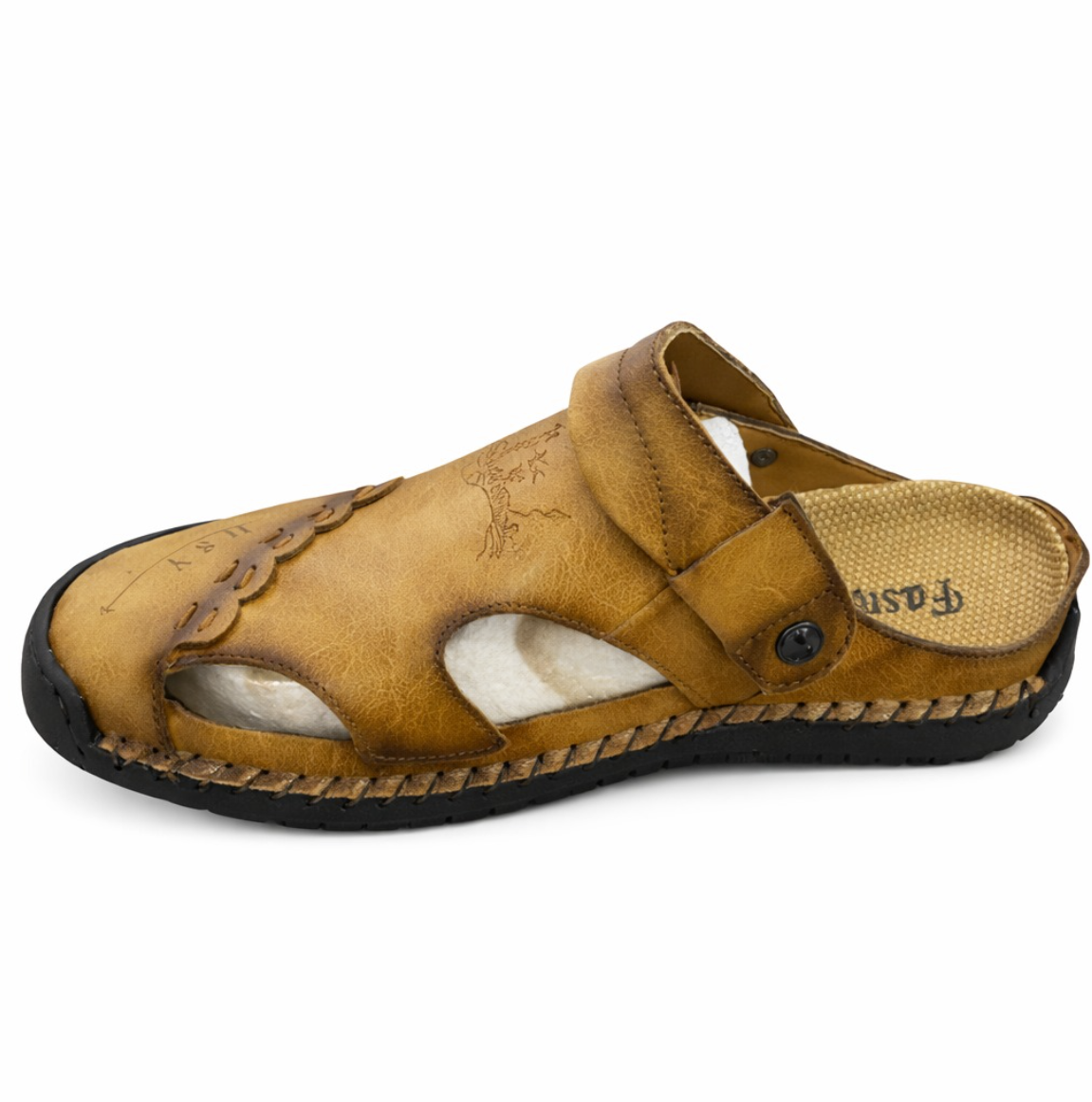 Heren Sandalen Ademend Leer Handgemaakt Comfort Zomer Klassiek Ronde Neus Loopzool Outdoor Casual Stijl | Sulvida