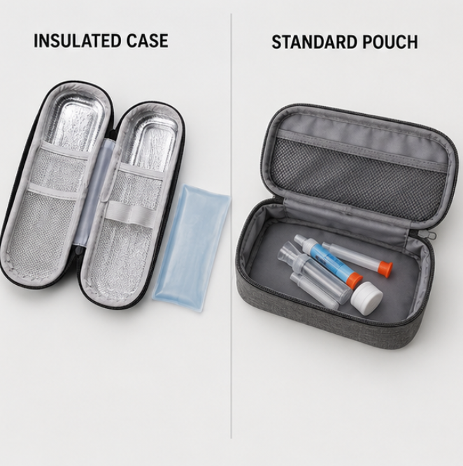 Sac isotherme pour insuline avec bloc réfrigérant, 20×7.5×6 cm, pour garder les médicaments au frais, compact, idéal pour les voyages, portable | Sulvida