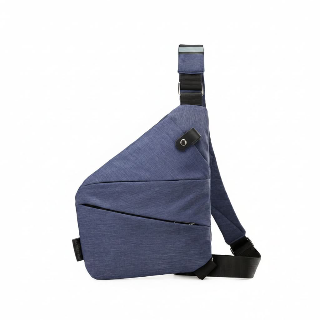 Sac bandoulière compact avec protection RFID, déperlant, antivol, gris, bleu marine, magenta | Sulvida