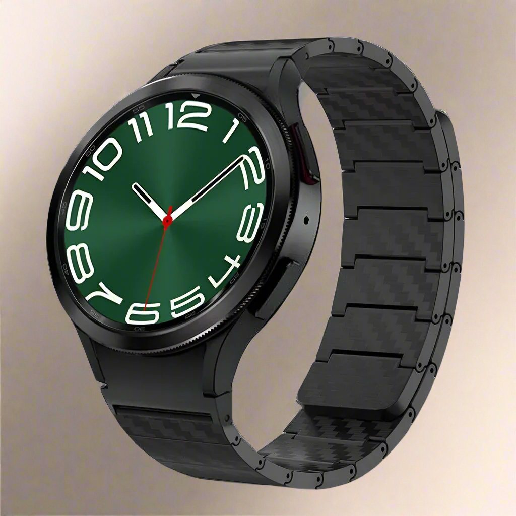 Bracelet de montre en carbone pour Galaxy Watch 4 5 6, noir, argenté, doré – réglable, magnétique, avec fermoir luxueux | Sulvida