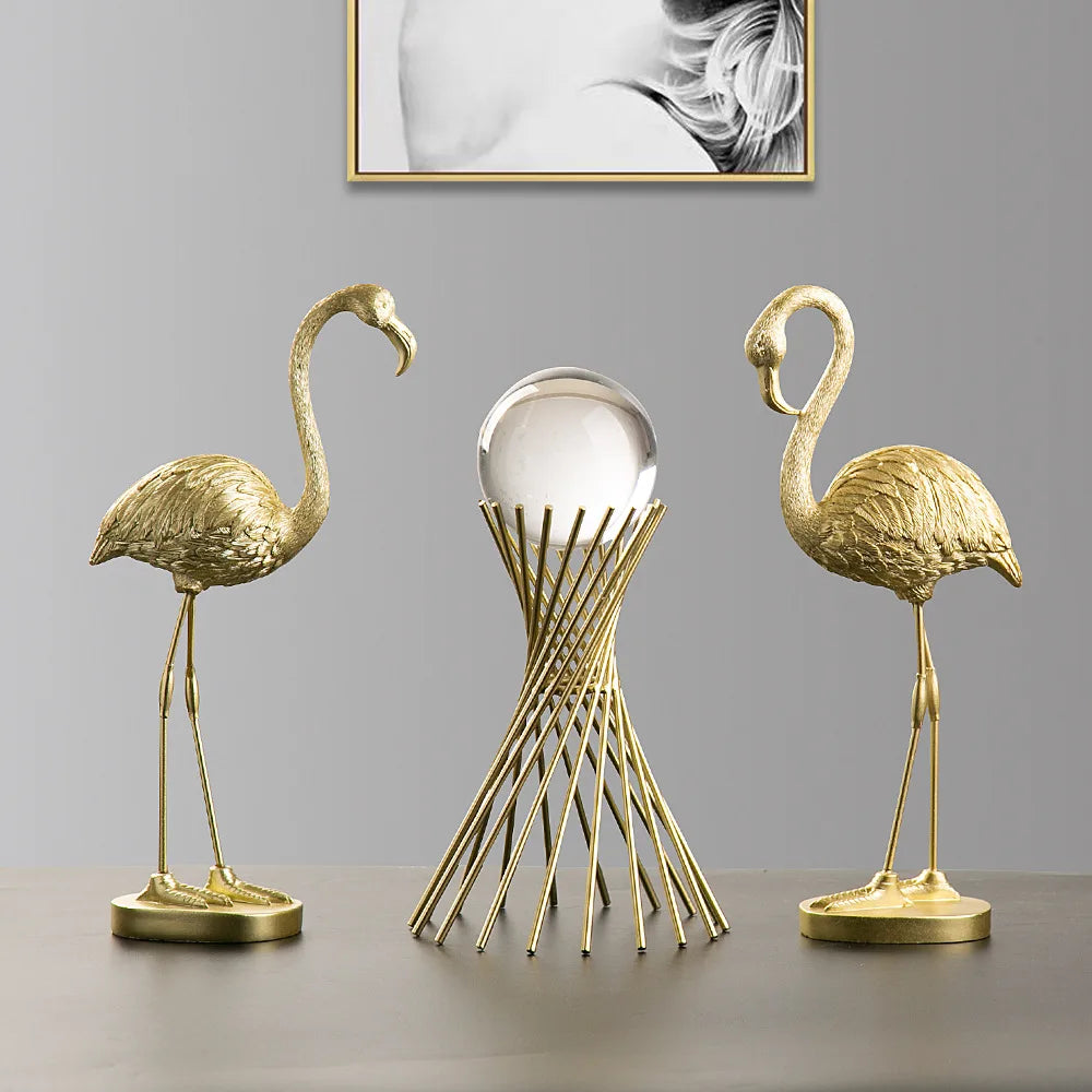 Flamingofiguur Hars Modern Interieuraccent Elegante Decoratie Woonkamer Kantoor Trendy Beeldje Kunstobject | Sulvida