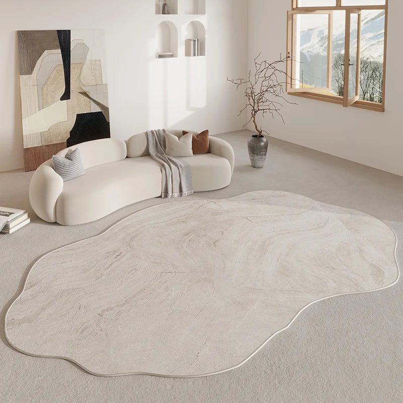 Tapis de forme irrégulière en polyester antidérapant pour salon, chambre et couloir, style rétro décoratif moderne | Sulvida