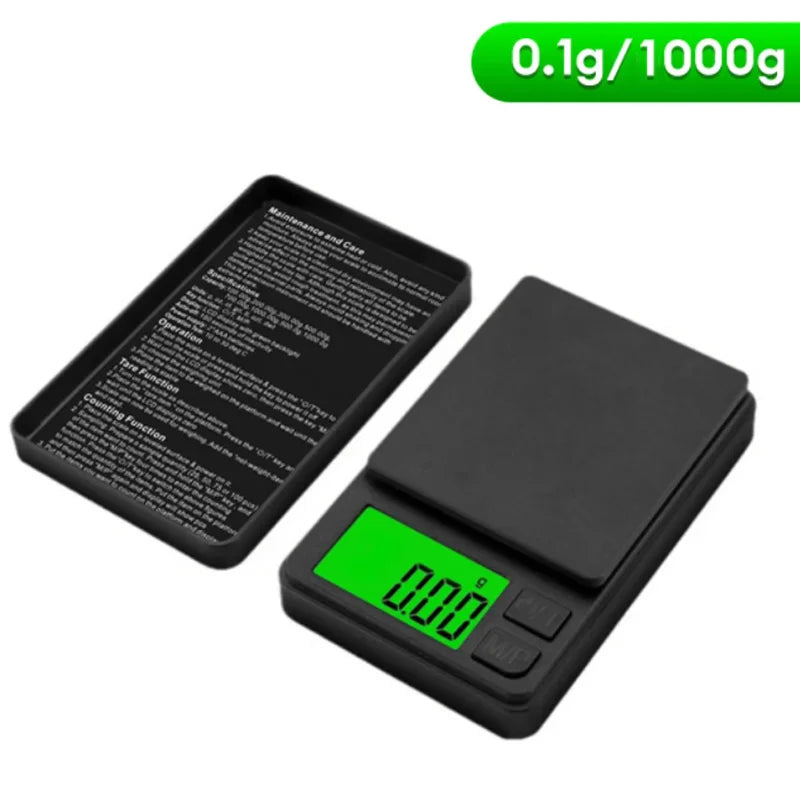 Digitale Precisieweegschaal Tot 1000g Zakformaat Kookweegschaal Juwelierweegschaal 0,1g Nauwkeurig Compact | Sulvida