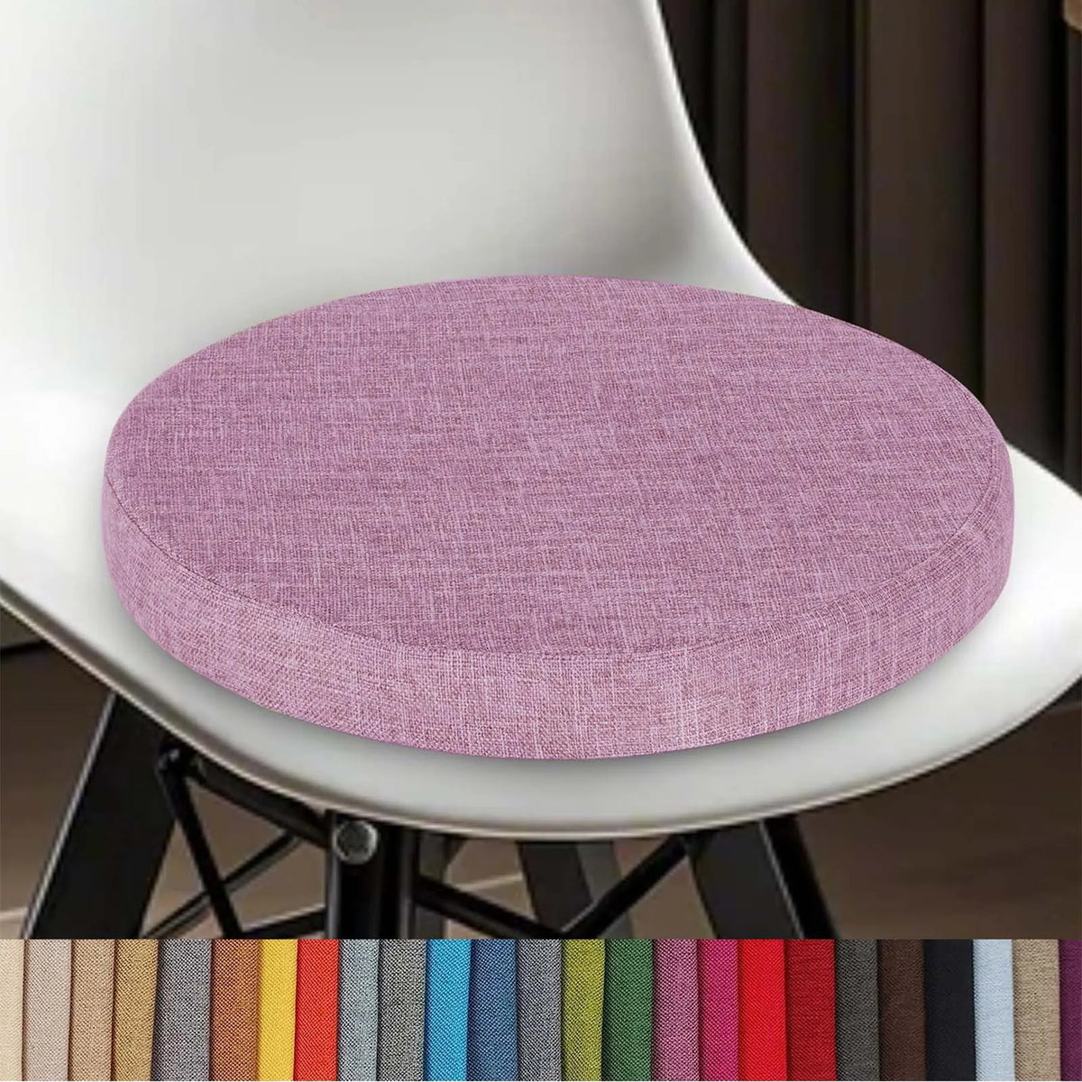 Coussin rond en lin, amovible avec fermeture éclair, pour tabouret de bar, chaise, salle à manger, cuisine et bureau, confortable | Sulvida