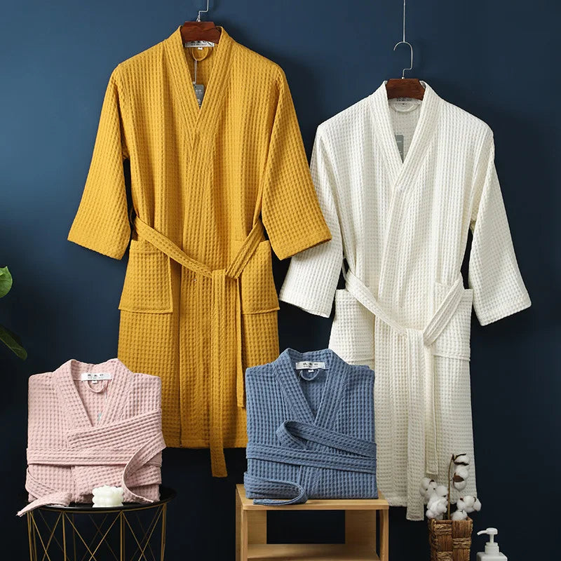 Katoenen badjas dames heren unisex zachte ochtendjas lounge huisjas comfortabele relaxjas wellness spa | Sulvida