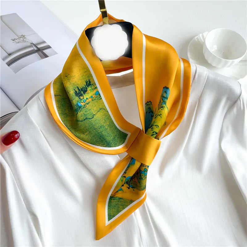 Foulard en satin pour femme à imprimé chevaux, ruban multifonction, écharpe, bandeau, bracelet, bandana, accessoire | Sulvida