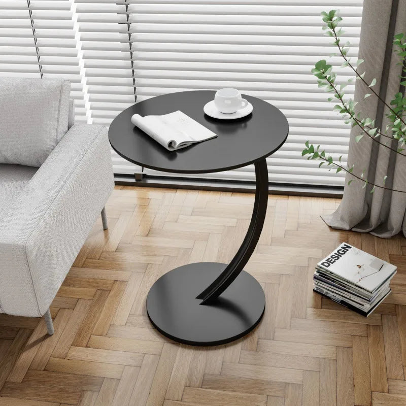 Compacte bijzettafel met stalen frame en houten blad voor woonkamer slaapkamer hoektafel nachtkastje | Sulvida