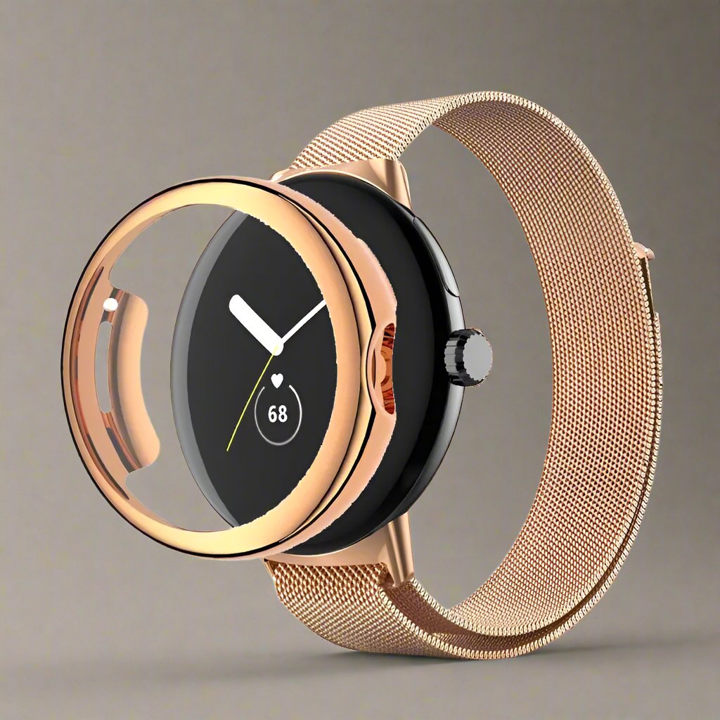Bracelet de montre en acier inoxydable avec boîtier pour Google Pixel Watch et Pixel Watch 2 | Sulvida