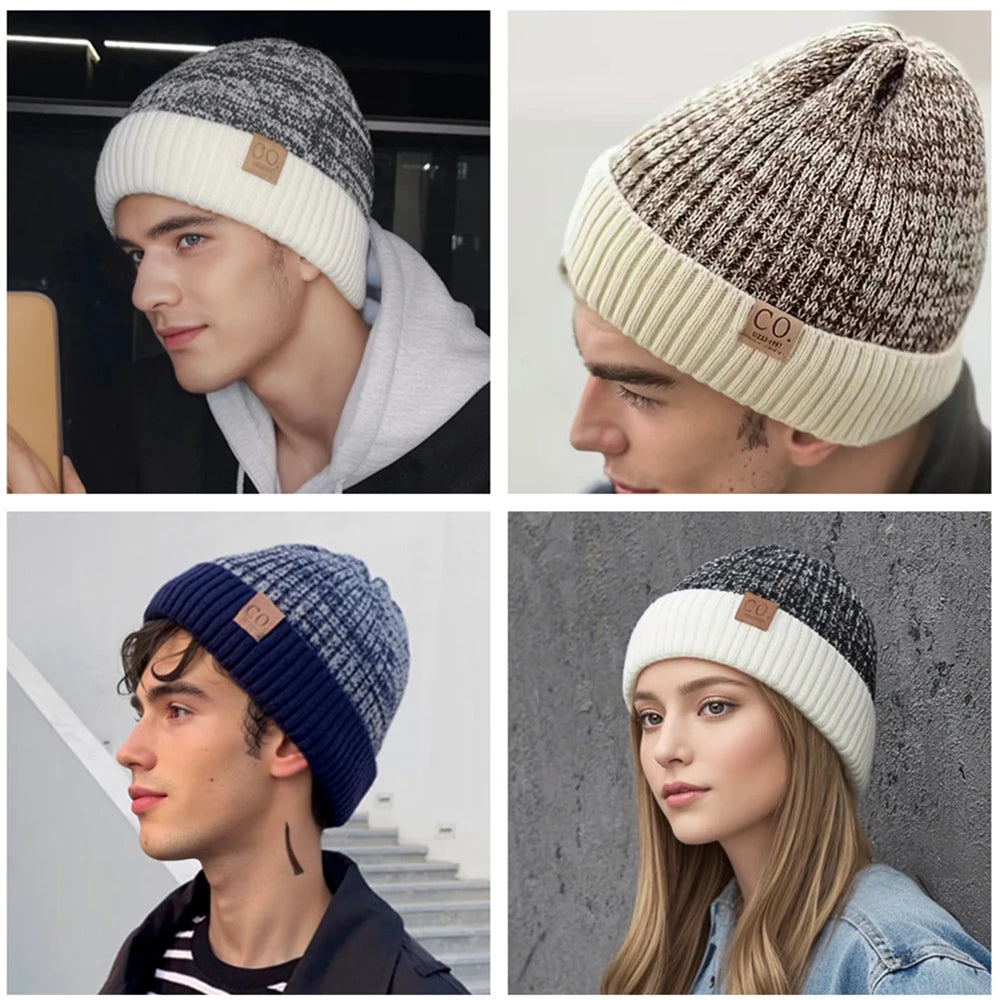 Gebreide wintermuts met zachte voering unisex grijs zwart beige navy wit voor warme oren hoofddeksels | Sulvida
