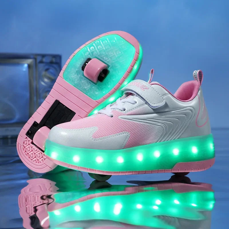 LED Wieltjesschoenen voor Kinderen met Verlichte Wieltjes en Klittenband | Sulvida