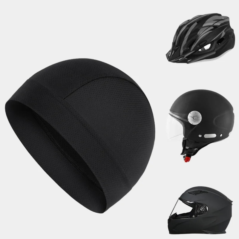 Ademende Schedelmuts Polyester Mesh voor onder Helm Wielrennen Hardlopen Sneldrogend Unisex Zwart Grijs | Sulvida
