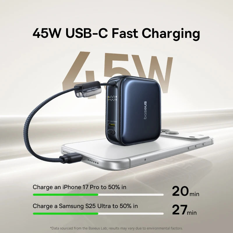 Draagbare Powerbank 10000mAh 45W USB-C Snellader Compact Zakformaat Digitaal Display Smartphone Tablet | Sulvida