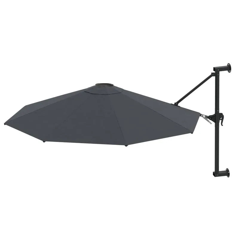 Wandparasol Antraciet 300cm Halfrond Terraszonwering Cranksysteem Polyester Buitenparasol Balkon Tuin | Sulvida