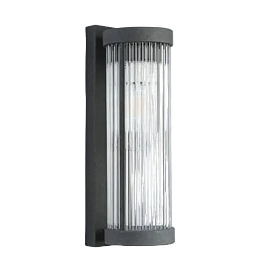 Solar wandlamp buiten geribbeld glas metaal IP65 waterdicht 28-57.5 cm terras balkon garage entree tuin | Sulvida